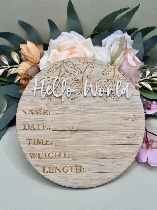 "Hello World" Wooden and Acrylic Disc